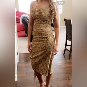 Forever 21 Tan snake skinned pattern dress